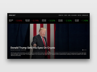Cryptocurrency News Website crypto currency cryptocurrency design joyson landing design landing page landing page ui news news site ui ui design web ui web ui design website