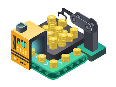 Isometric automatic trading algorithm 2018 bitcoin block chain crypto currency design illustration isometric trading ui