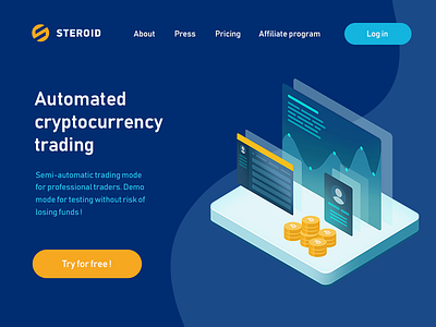 Steroid Illustration 2018 app art artwork bitcoin block chain blockchain crypto cryptocurrency design illustration isometric landing team type typography ui ux web website