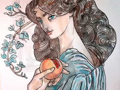 Proserpina acuarela drawthisinyourstyle illustration ink pre raphaelites proserpina sketch traditionaldrawing watercolour