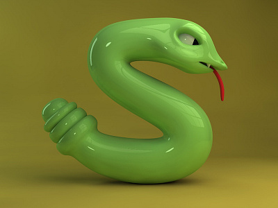 S is for Snake (36DaysOfType) 36days s 36days0f3dtype 36daysoftype 3d lettering s typography