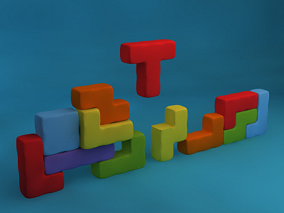 T is for Tetris (36DaysOfType) 36days t 36days0f3dtype 36daysoftype 3d lettering t tetris type typography