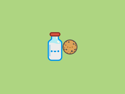 Milk and Cookie Icon. 64by64 64x64 chocolatechip cookie design flat icon iconaday milk