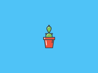Cactus Icon. cactus flat design flowerpot icon iconaday illustration