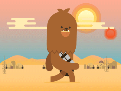 Chewbacca Takes A Walk. 64by64 animated animated gif animation chewbacca gif illustration loop motion graphics starwars tatooine