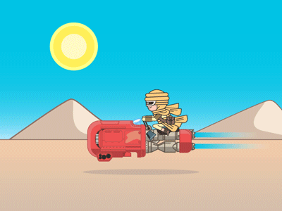 Rey's Speeder. 64by64 animation fan art gif illustration jakku loop motion graphics rey speeder starwars theforceawakens