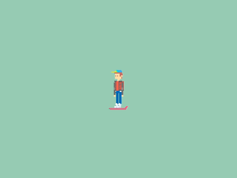 Marty Mcfly. animation backtothefuture backtothefutureday davegamez gif hoverboard loop martymcfly pixelart