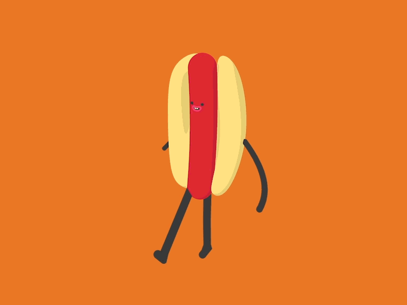 Its Tuesday.... Walk a Hot-Dog! 3d davegamez design gif graphic graphicdesign hotdog iconaday iconography loop mograph walkcycle