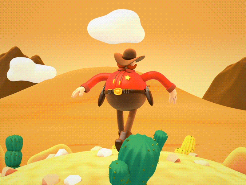The Sheriff 3d 3d animation 3d modeling animation bendy limbs rig c4d character character design cinema 4d cowboy davegamez illustration loop mograph motion design motion graphics sheriff
