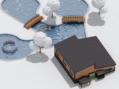 Sunny Spa 3d cinema 4d lowpoly map render spa