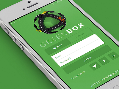 Greenbox login screen