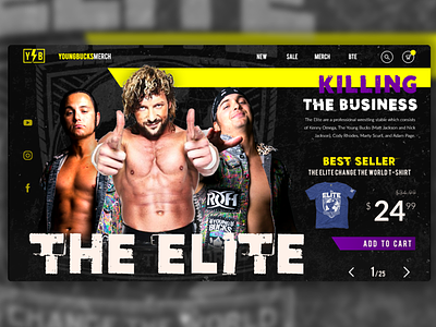 Young Bucks Merch Redesign branding design photoshop ui web web design website wrestlers wrestling wwe