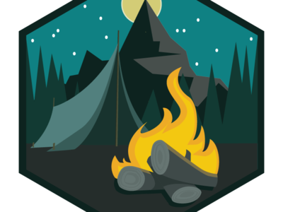Campsitelogo art campfire camping fire forest logo mountains outdoors stars tent vector