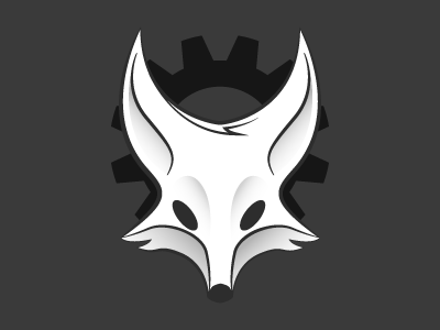 Vulpine Logo black fox gear grayscale logo vulpine white