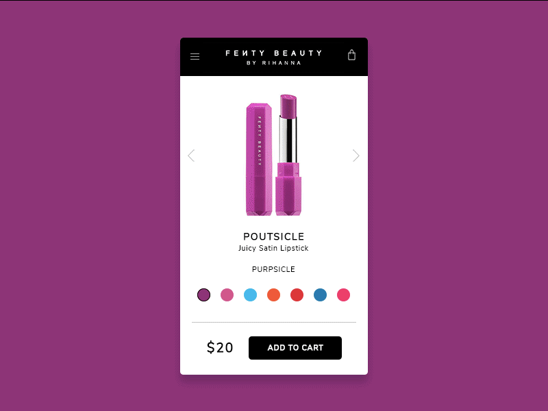 Daily UI #033 - Customize Product 033 app challenge customize customize product dailyui design fenty lipstick mobile product ui