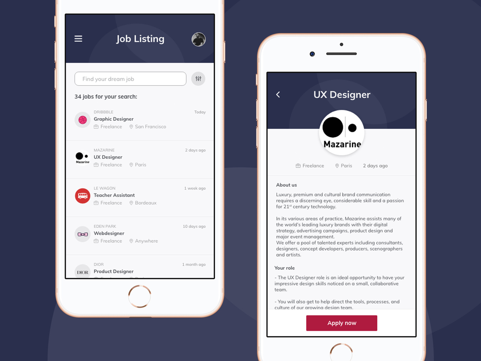 Daily UI #050 - Job Listing by Sybille Cordeau on Dribbble