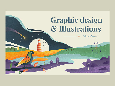 Illustration portfolio cover art autumn bird design graphic illustration nature portfolio typographic ui web