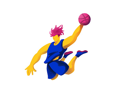 Hi Dribbble! basketball debut illustration slam dunk
