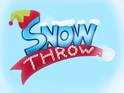 Snow Throw christmas elf hat game logo hand lettering logo snow throw snowball