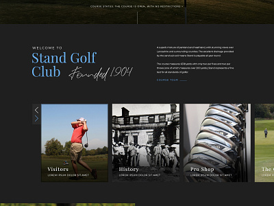 Stand Golf Club clean design layout ui website