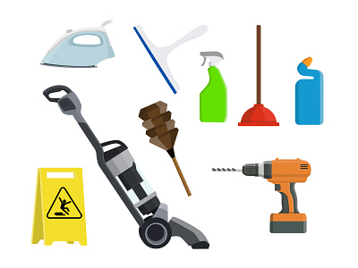 Handyman & Cleaning Icons 2d art cleaning icons illustrator vector art
