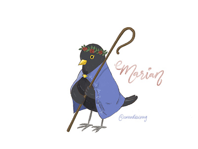 Maid Marian as a blackbird birds blackbird maid marian procreateapp robin hood