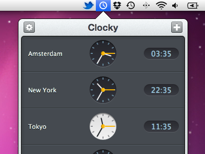 Clocky for Mac app clock clocks dark mac time ui