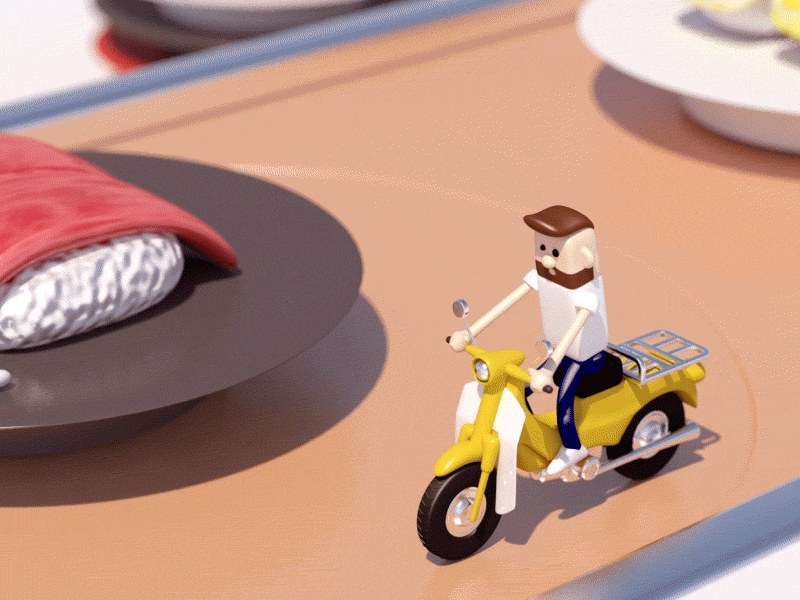 [loop ver]sushi go round animation bike c4d character cinema4d design digital gif graphic japan motion sushi