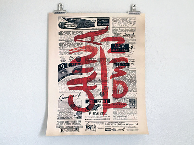 Chinatown Poster design hand lettering illustration mixed media poster art typography