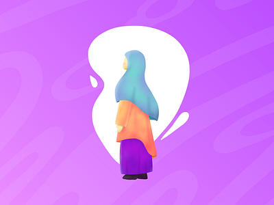 Muslimah Alone app art character design flat icon illustration ios islam islamic islamicart mobile muslimah ui web