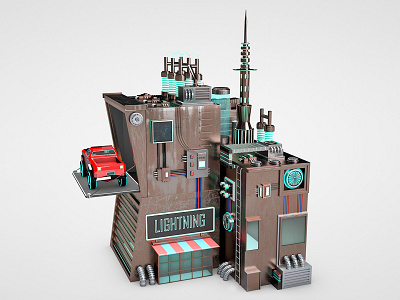 C4D Exercise - Mechanical City c4d design ui