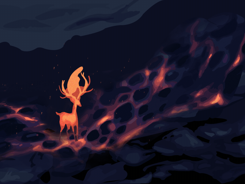 Flame deer animations illustration