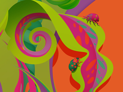 Details from 'Spring', 2020 bloom bugs colour colourful floral flower flowers illustration leaf marianna orsho mariannaorsho psychadelic seasons spring universe