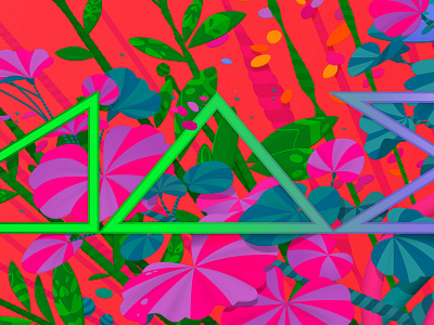 Detail from Adobe MAX Video Call Background #1: MAX adobe adobe illustrator adobe max adobe max 2020 adobe photoshop background colourful digital garden floral garden illustration marianna orsho mariannaorsho nature plants psychadelic video video background video call