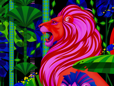 Hush (Detail) angry character design illustration lion marianna orsho mariannaorsho power powerful tropical