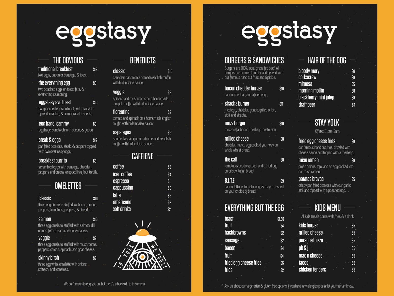 eggstasy menu by Andie Schroeter on Dribbble