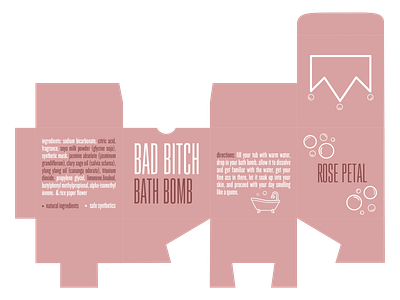 Self Care for All Bad Bitches bath bomb branding concept health and beauty packaging design pink queen self care