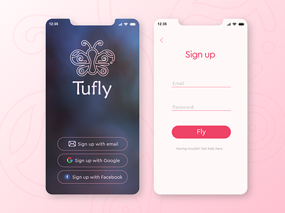 Tufly - Daily UI #001 app butterfly daily ui daily ui 001 fly password pink signup ui ui deisgn