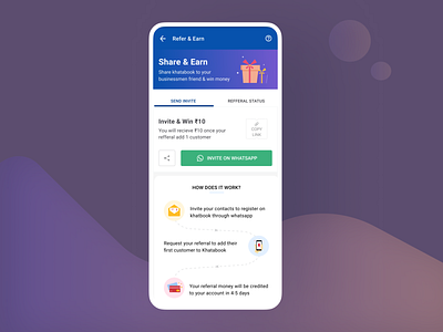 Refer & Earn banner campaign desktop gradients growth loyalty loyalty programme marketing mobile mvp product design refer earn ui ux website whatsapp