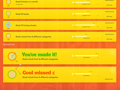 Reading Goals dashboard infographics responsive typography web design