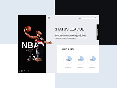 NBA STATUS LEAGUE brand design horizontal red scroll vertical web white