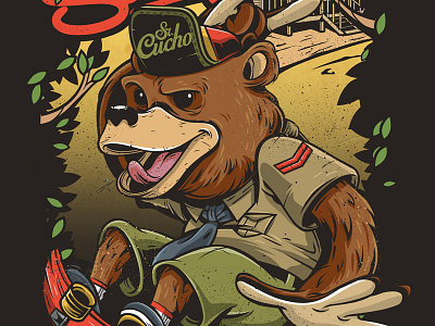 Bear Scout Skater bear ilustration skater