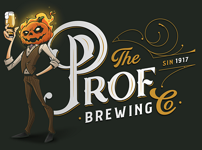 The Professor brand graphic design illustration lettering vector