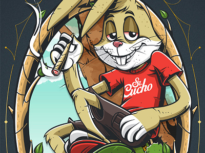 Sacatito para el Conejito lettering rabbit skate skater