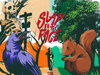 Slap in the face cover album coveralbum crow illustration lettering pop punk skull