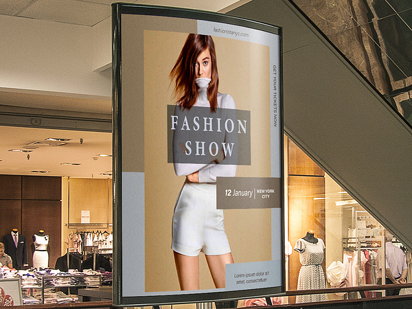 Download Indoor Advertising Poster Mockup by Farida on Dribbble