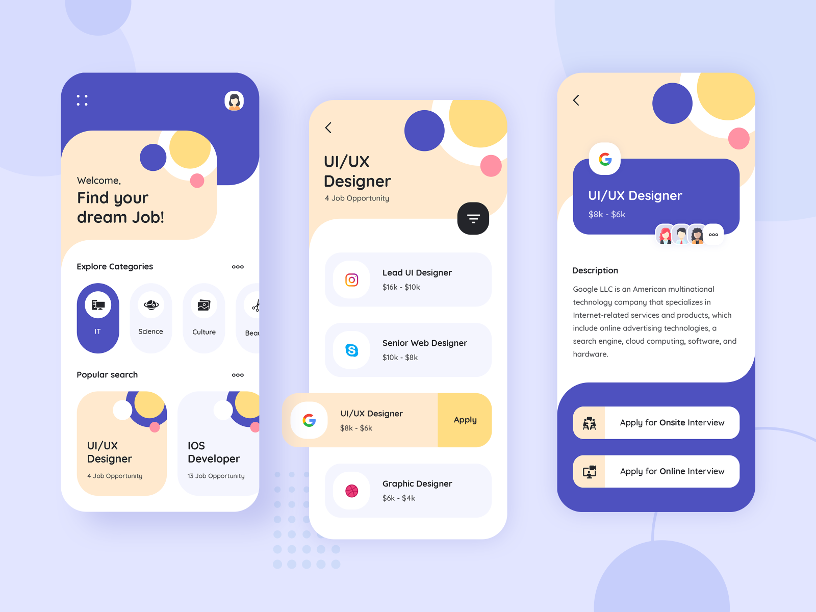 Job Portal Application Design by CMARIX on Dribbble