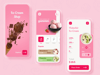 Ice Cream App Design app concept app design app designer app designers app development design ice cream ice cream shop online food photoshop ui user experience user interface