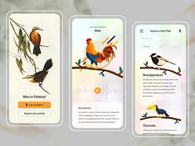 Birds Chirping App Design app concept app design app designer app development bird illustration birds birds chirping app chirping design dribbble illustrations ui ux