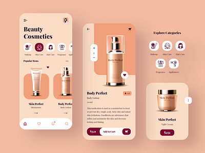 Beauty Cosmetics App Design app app concept app design app designer app designers app development beauty app beauty product brand cosmetics design mobile app ux